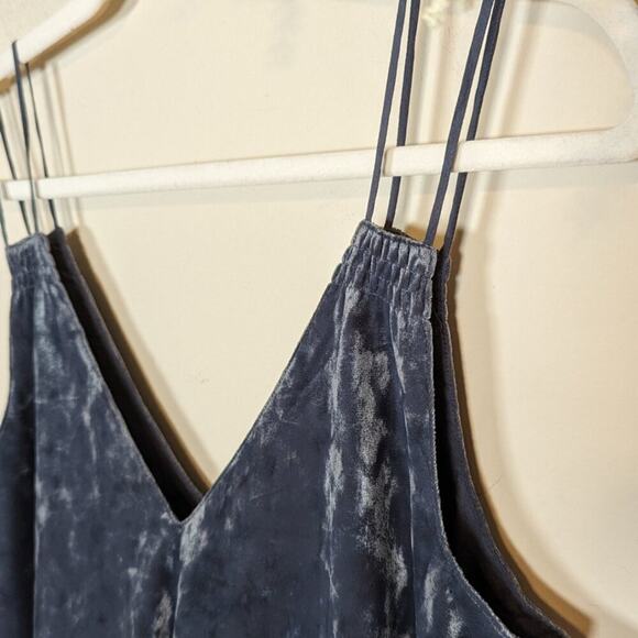 Aerie Blue Velvet Strappy Flowy Boho Tank Top Blouse - Picture 2 of 6